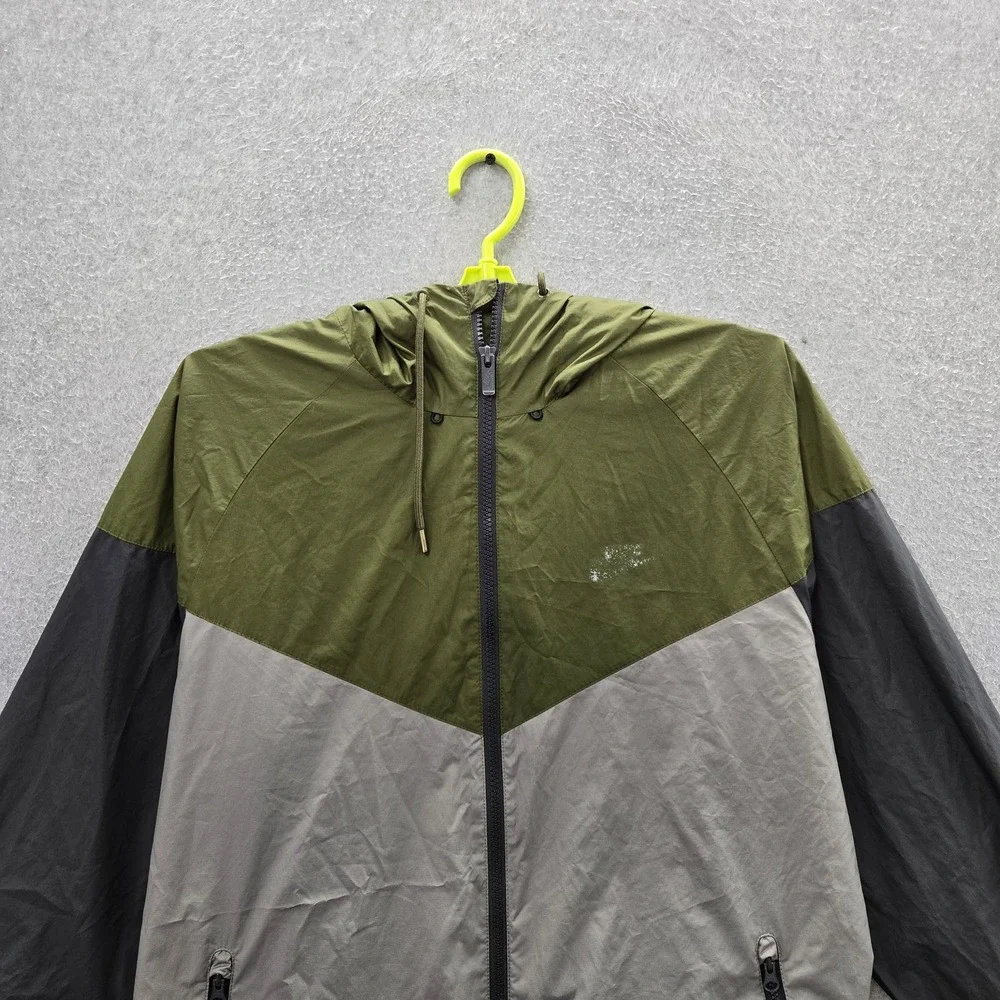 VINTAGE Nike Men Jacket L Green Colorblock Y2K Windbreaker Zipper Logo READ